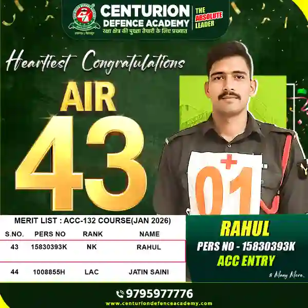 Centurion Defence Academy ACC Rahul